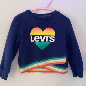 Levi's Kids Blue Sweatshirt with Rainbow Heart